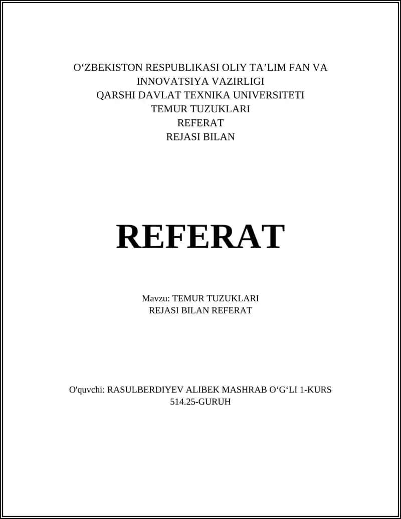 TEMUR TUZUKLARI REFERAT 1