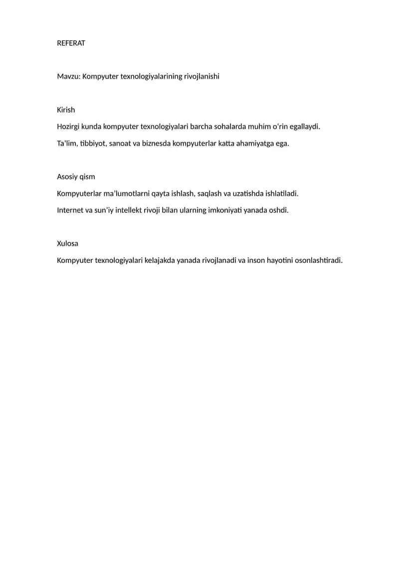 Word hujjatlarini professional formatda tayyorlab beraman 1