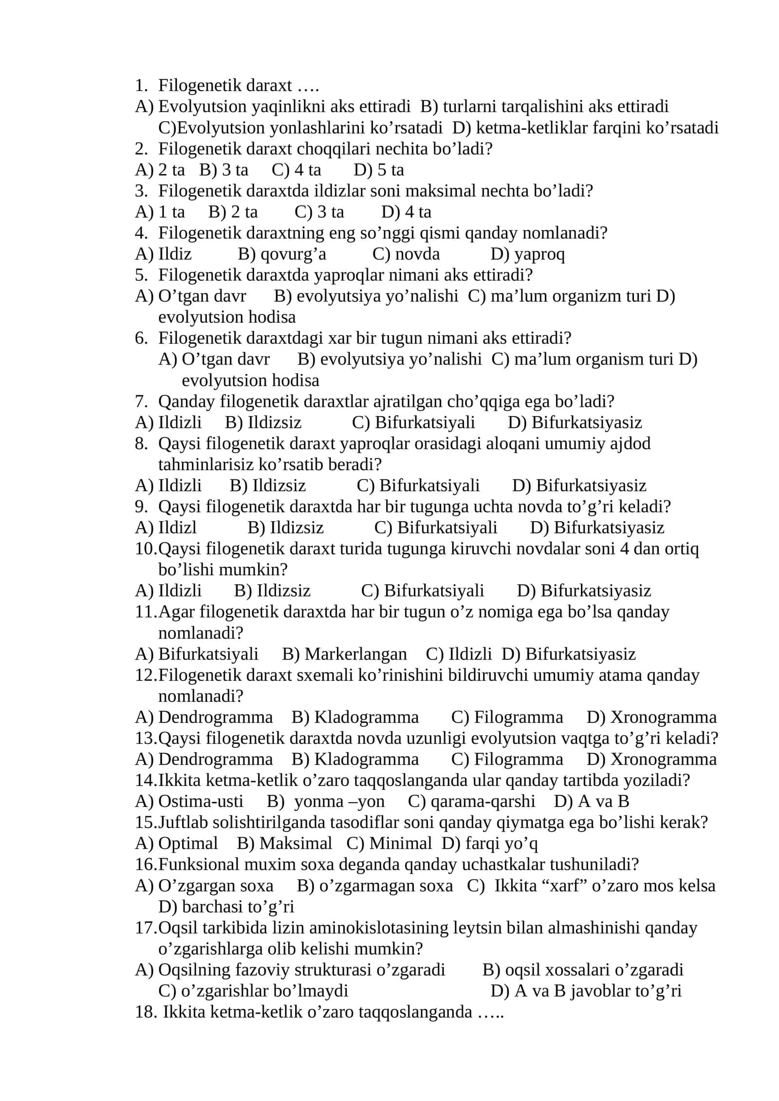 Filogenetik daraxt 1