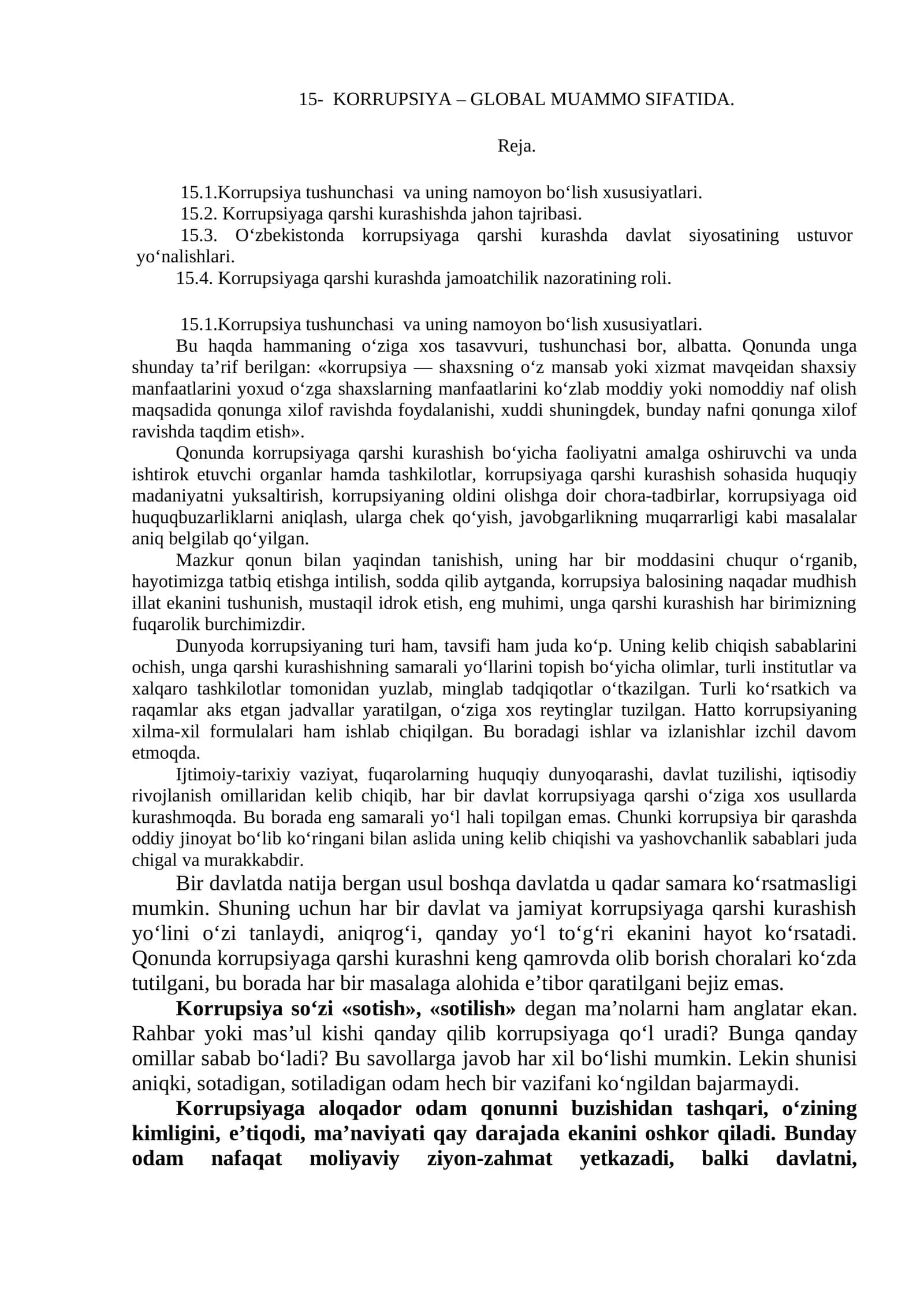 Korrupsiya – Global muammo sifatida 1