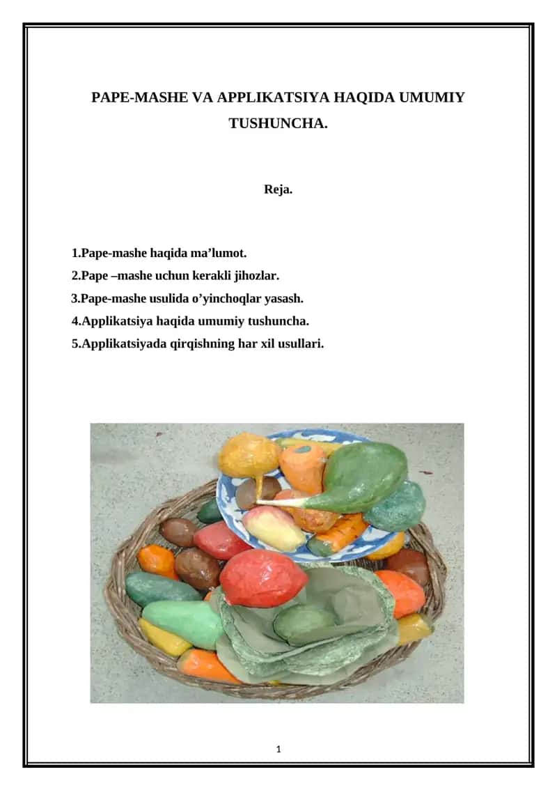 Pape-mashe va Applikatsiya 1
