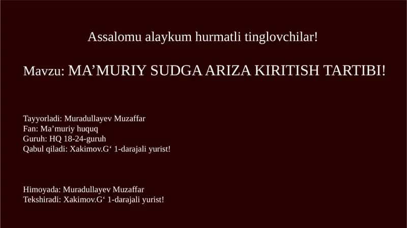 MA’MURIY SUDGA ARIZA KIRITISH TARTIBI 1