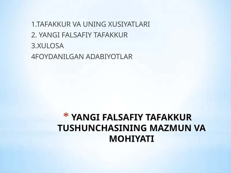 YANGI FALSAFIY TAFAKKUR TUSHUNCHASINING MAZMUN VA MOHIYATI 1