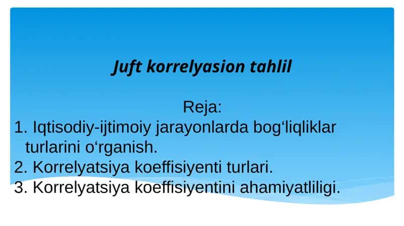 Juftkorrelyasion tahlil 1