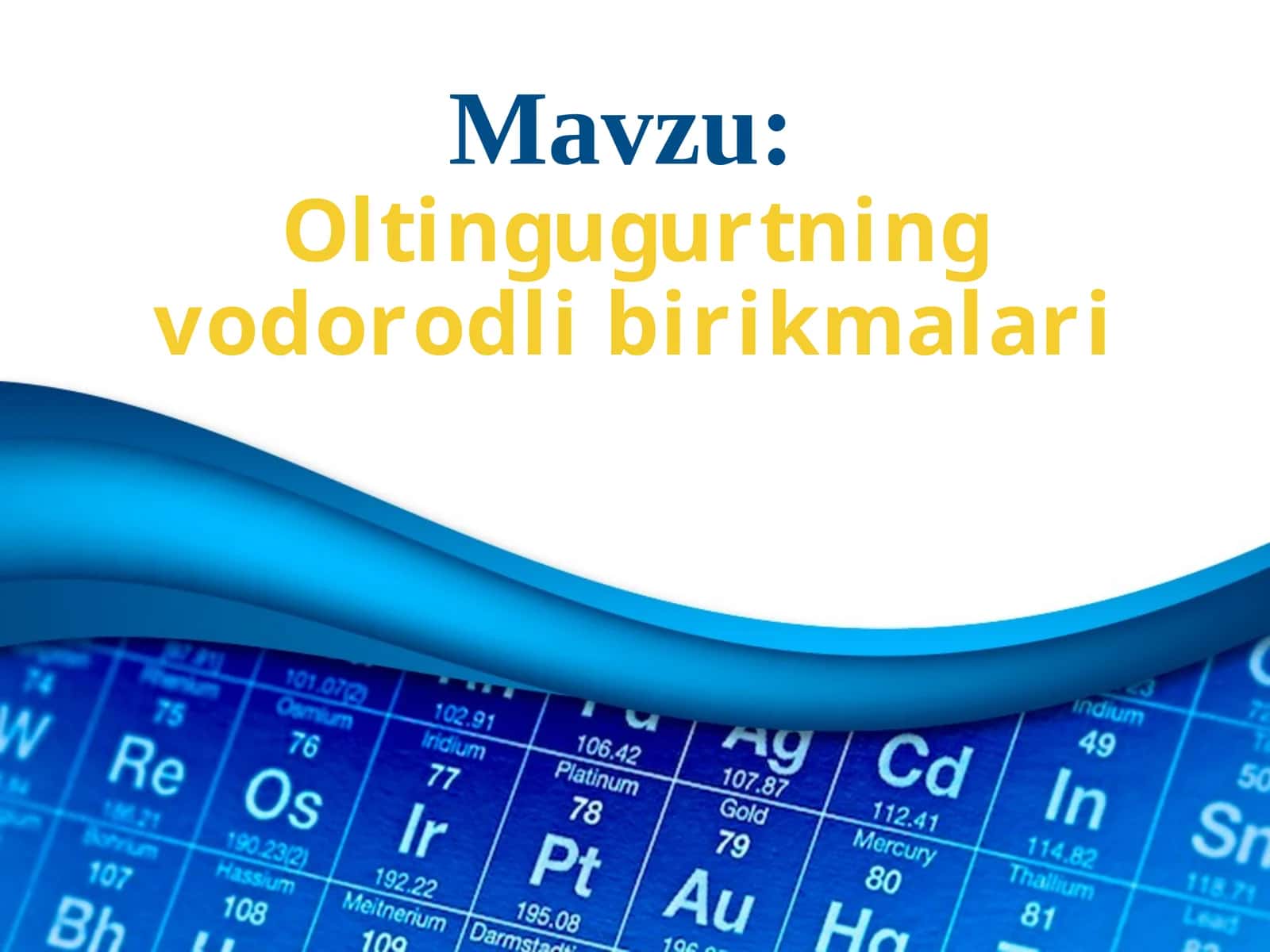 Oltingugurtning vodorodli birikmalari 1