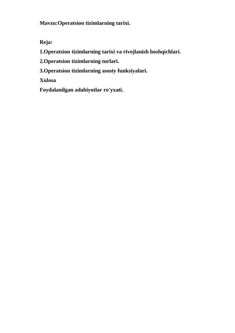 Operatsion tizimlar tarixi 1
