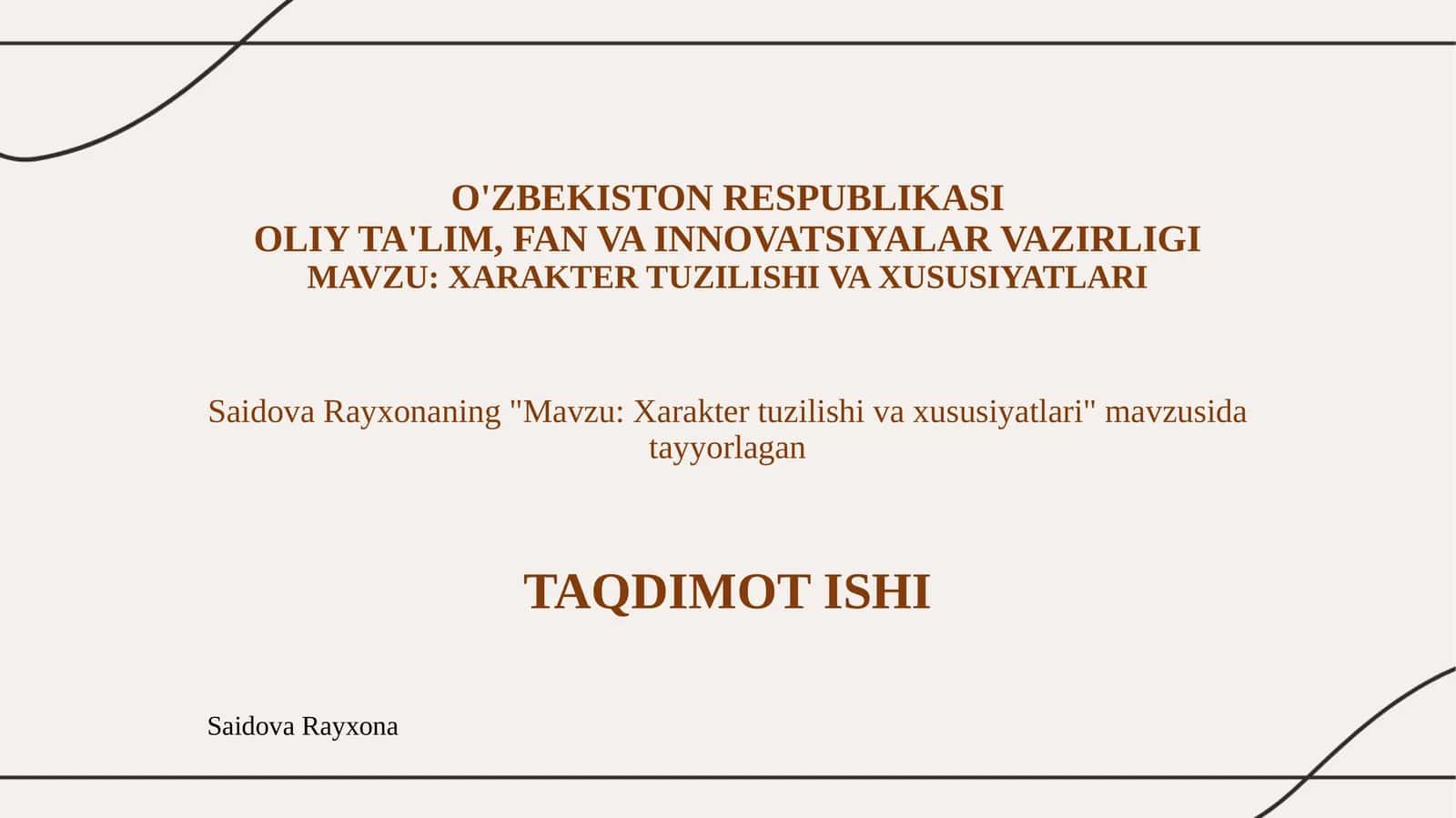 Xarakter tuzilishi va xususiyatlari 1