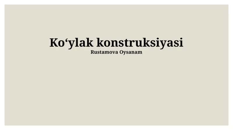 Koʻylak konstruksiyasi 1