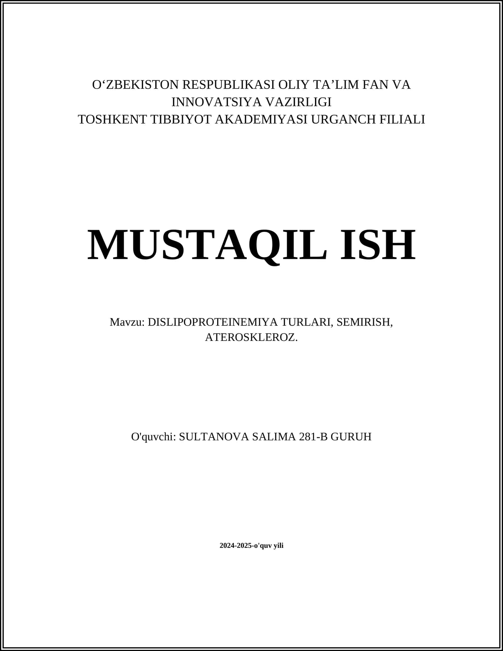 DISLIPOPROTEINEMIYA TURLARI 1