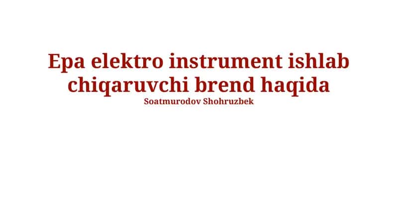 EPA elektr o'lchov asboblar 1