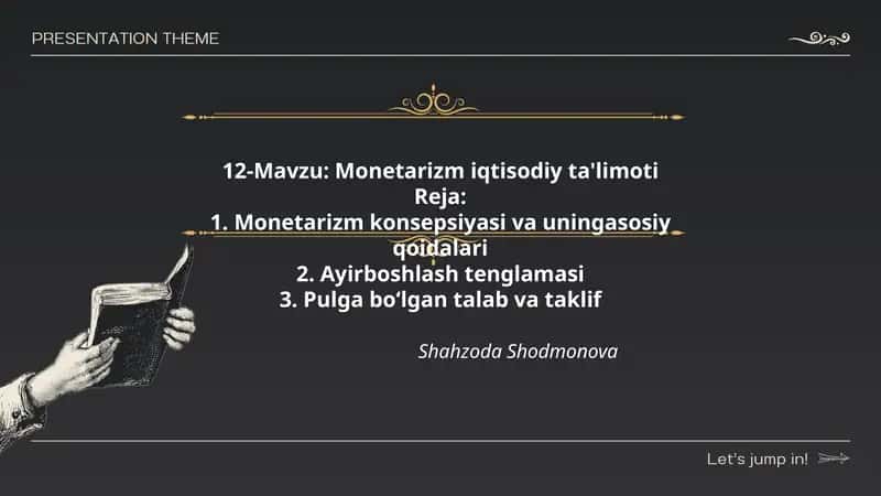 Monetarizm iqtisodiy ta'limoti 1