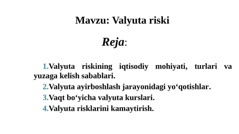 Valyuta riski 1