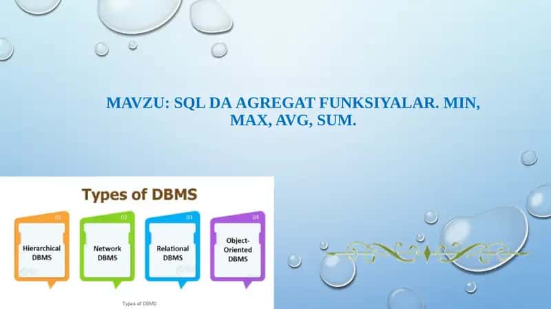 SQL da Agregat funksiyalar 1