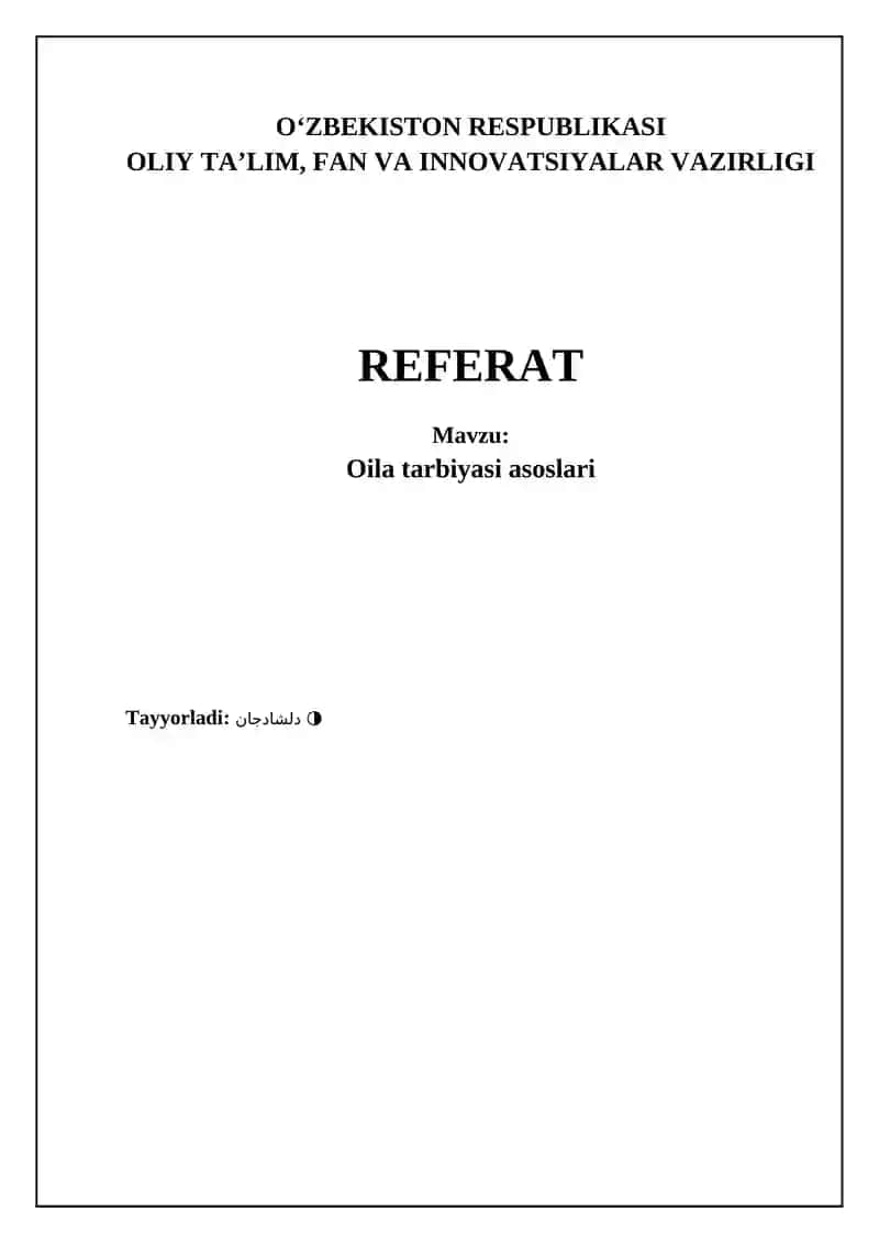 Oilaviy tarbiya asoslari