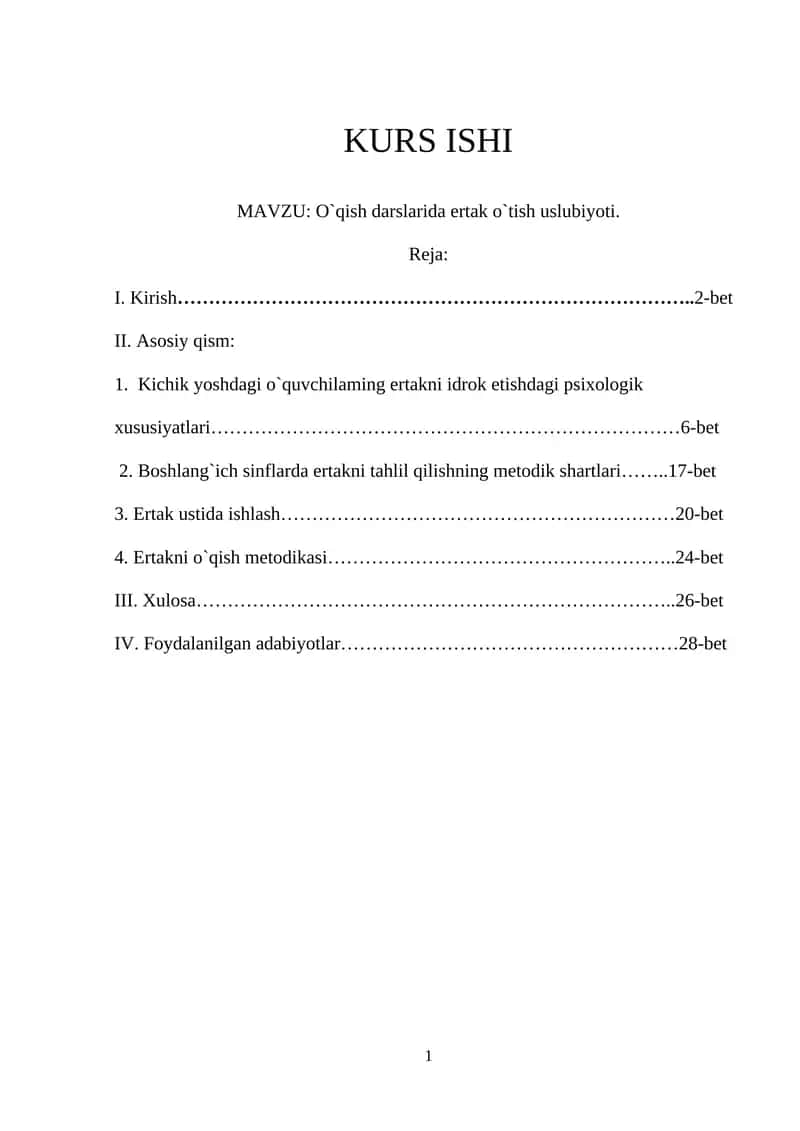 O`qish darslarida ertak o`tish uslubiyoti 1