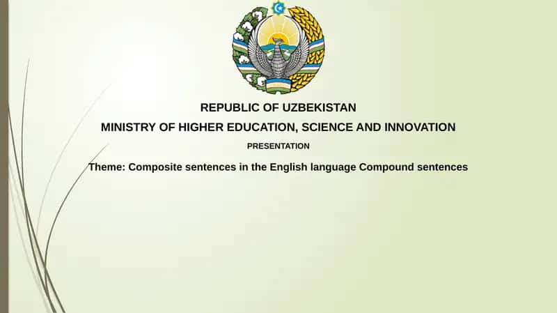 Composite sentences in the English language Compoundsentences 1
