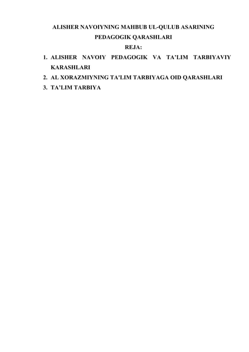 ALISHER NAVOIYNING MAHBUB UL-QULUB ASARINING PEDAGOGIK QARASHLARI 1