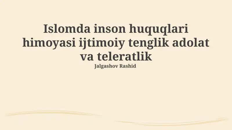 Islomda Inson Huquqlari Himoyasi 1