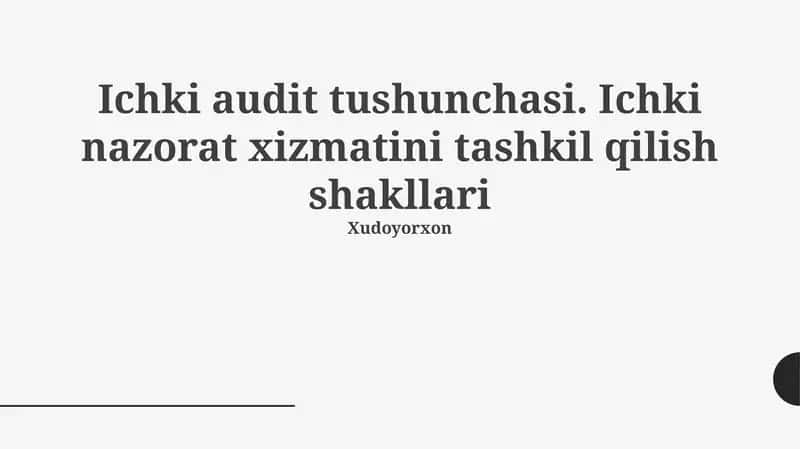 Ichki audit tushunchasi 1
