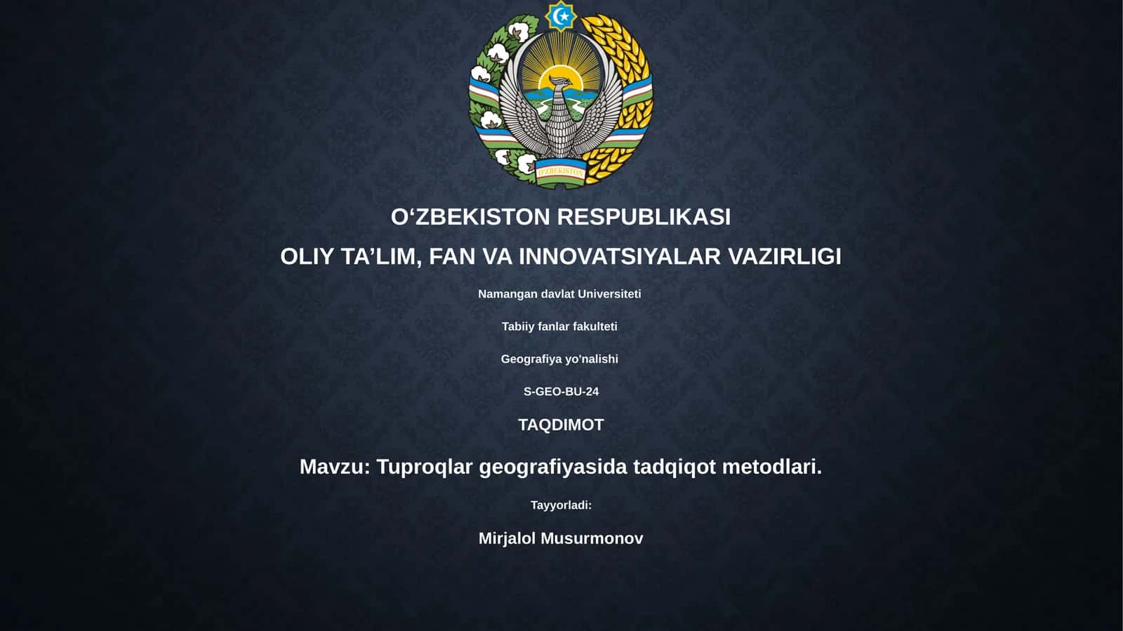 Tuproqlar geografiyasida tadqiqot metodlari 1