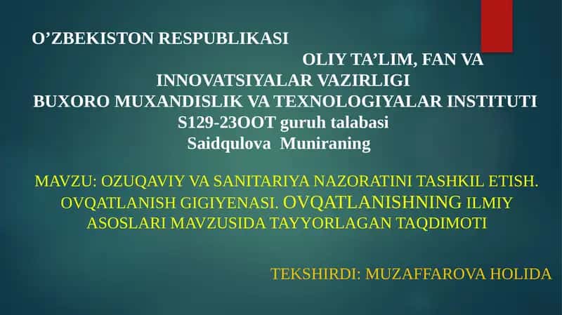 Ovqatlanish Gigiyenasi 1