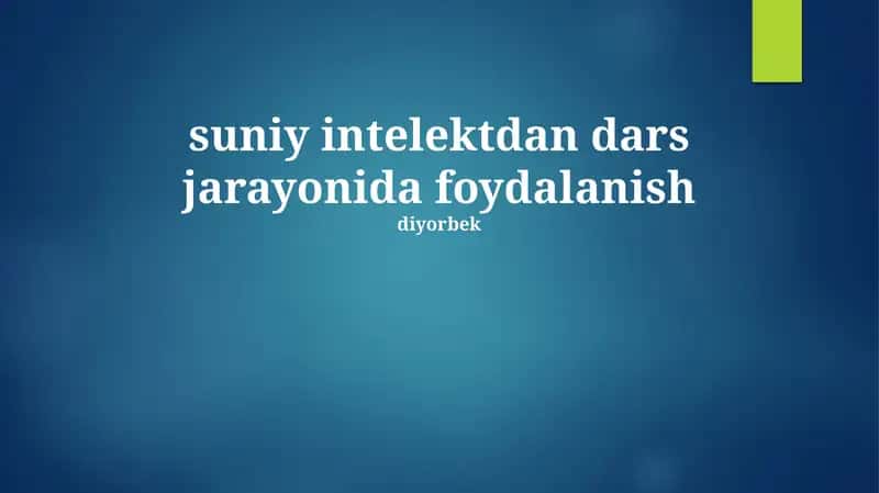 Sun'iy Intellektning Turikasi va Tarifi 1