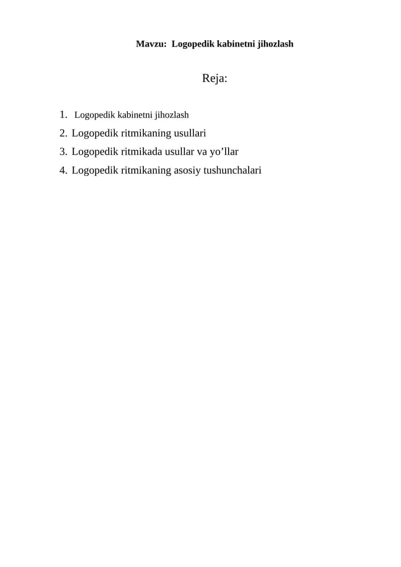 Logopedik kabinetni jihozlash 1