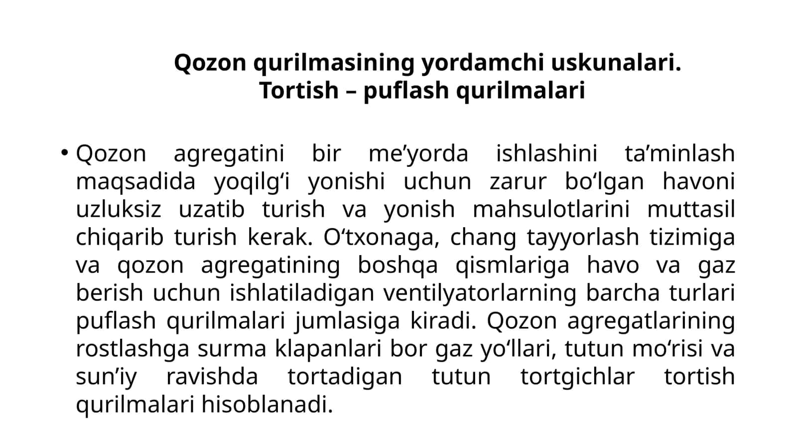 Qozonagregatlar va tortish-puflash qurilmalari 1