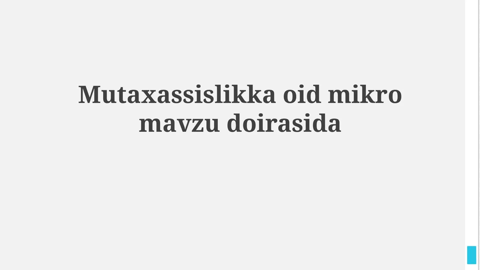 Mutaxassislikka oid mikromavzu 1