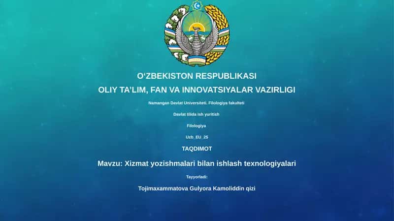 Xizmat yozishmalari bilan ishlash texnologiyalari 1