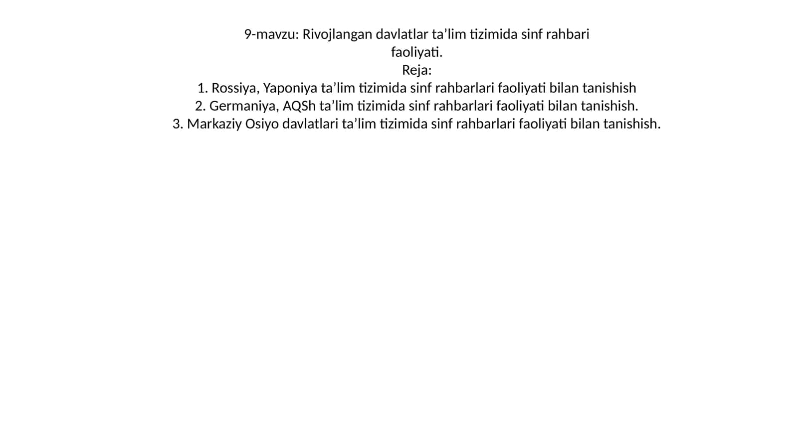Rivojlangan davlatlar ta’lim tizimida sinf rahbari faoliyati 1
