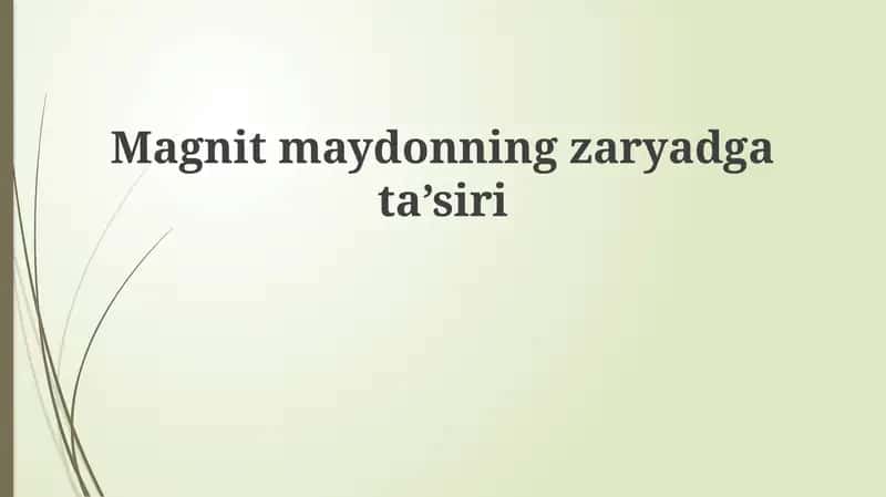 Magnitmaydonningzaryadgata’siri 1
