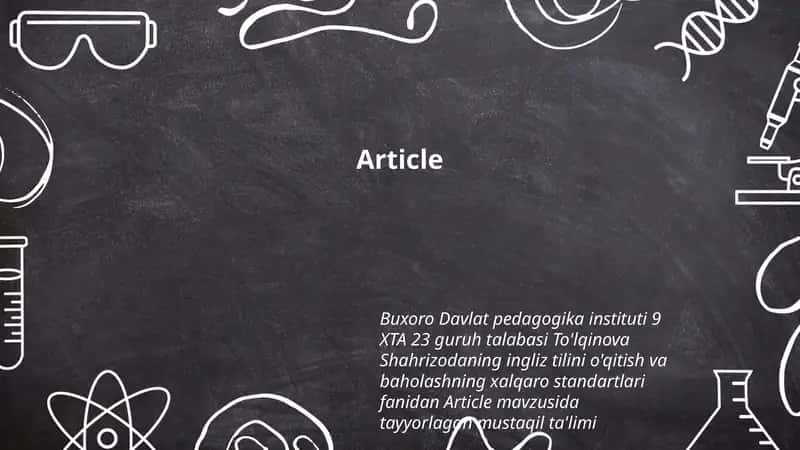 Ingliz tilini o'qitish va baholashning xalqaro standartlari fanidan Article 1