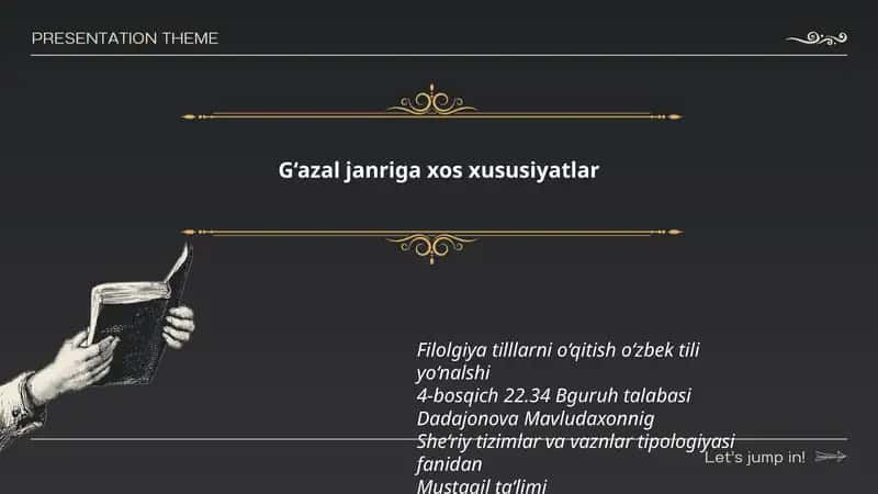 G‘azal janriga xos xususiyatlar 1