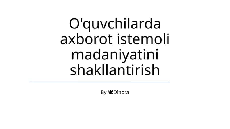 Axborot iste'mol madaniyati 1