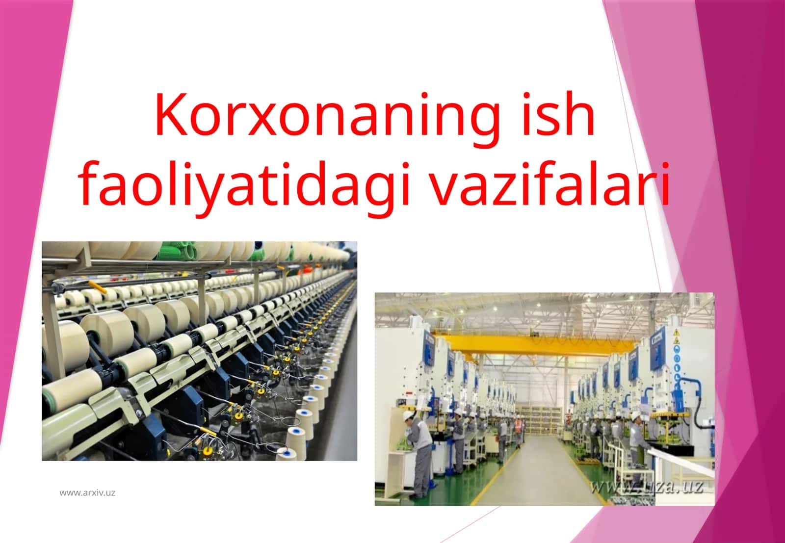 Korxona va ularning vazifalari 1