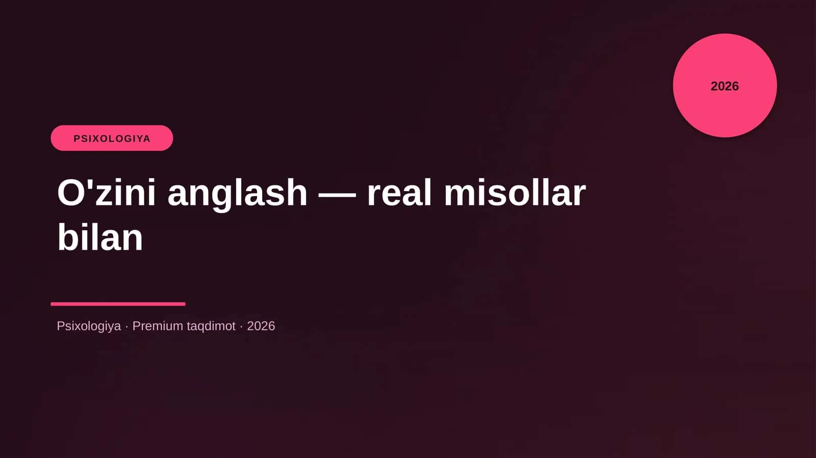 O'zini anglash — real misollar bilan 1