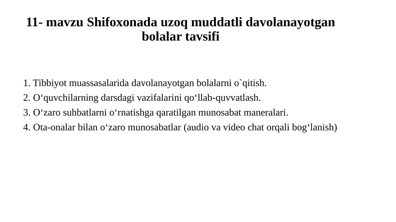 Shifoxonada uzoq muddatli davolanayotgan bolalar tavsifi 1