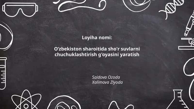Sho'r suvlarni chuchuklashtirish g'oyasi 1