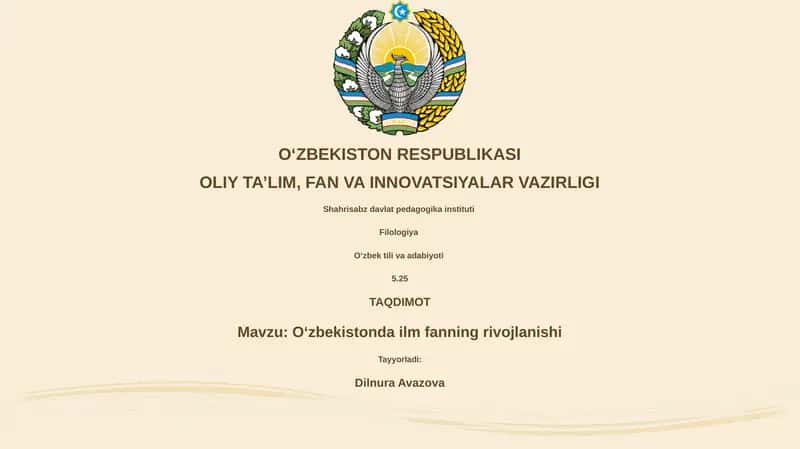 Oʻzbekistonda ilm fanning rivojlanishi 1