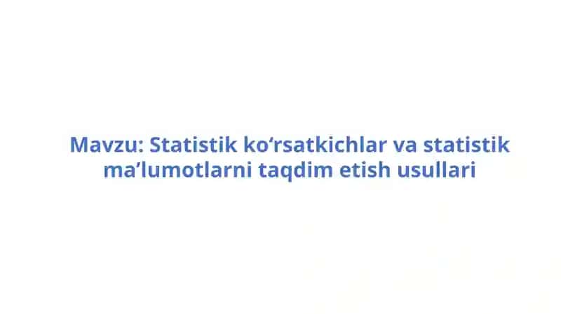 Statistik ko‘rsatkichlar