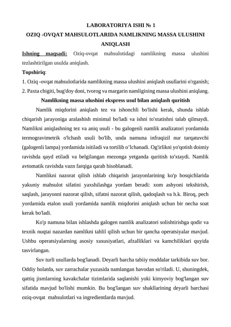 LABORATORIYA ISHI № 1 1