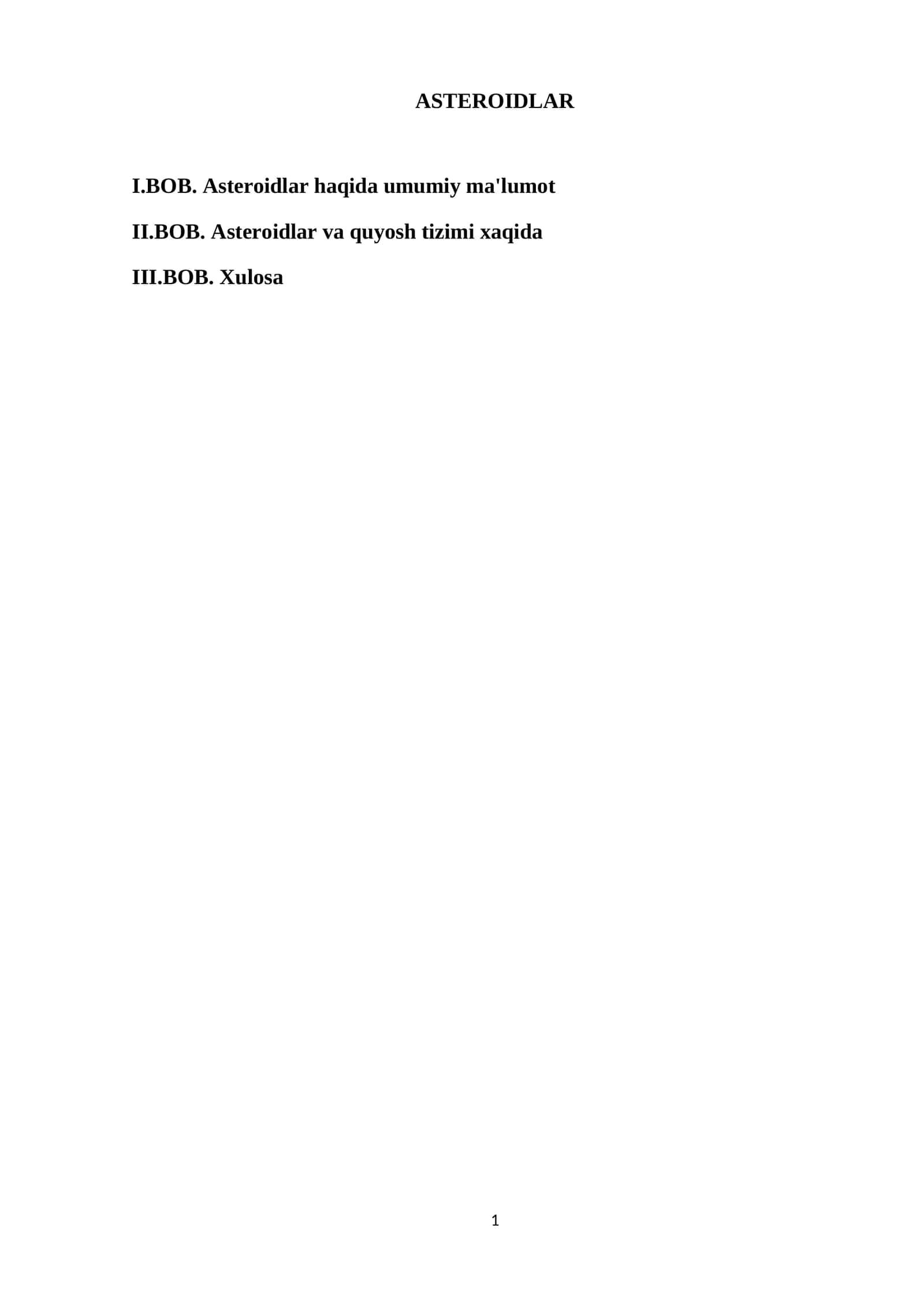 ASTEROIDLAR 1