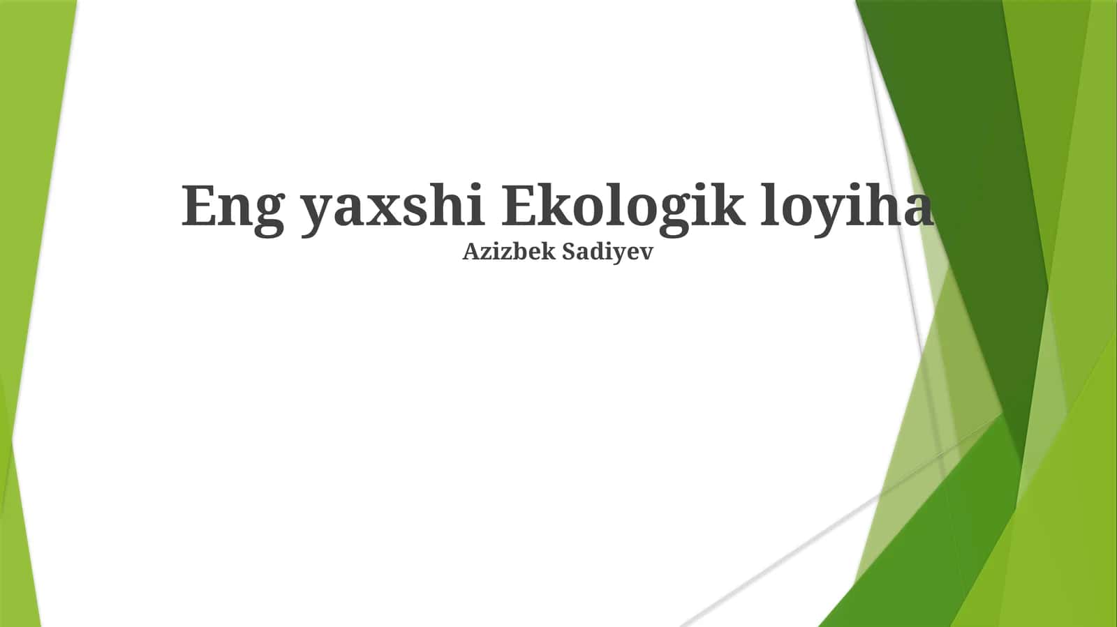 Eng yaxshi Ekologik loyiha 1