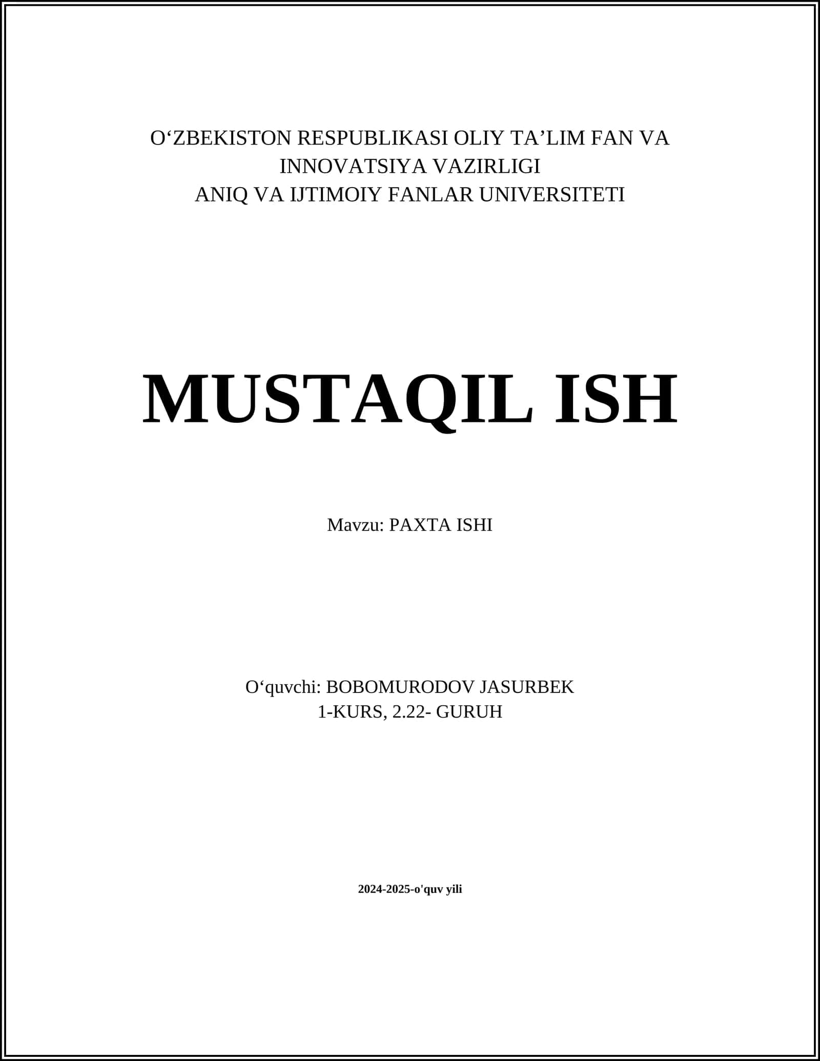 PAXTA ISHI 1