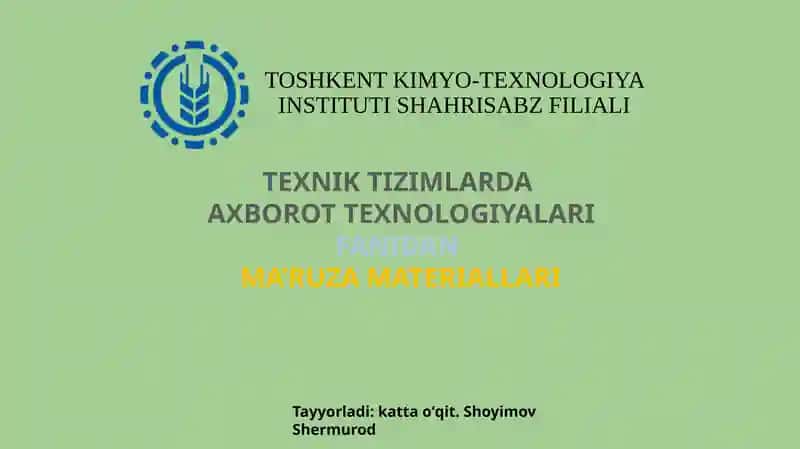 RAQAMLI IQTISODIYOT. INTELEKTUAL BOSHQARUV TIZIMLARI