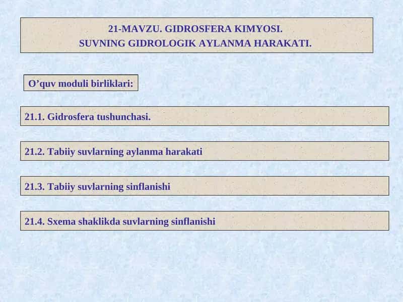 Gidrosfera kimyosi 1