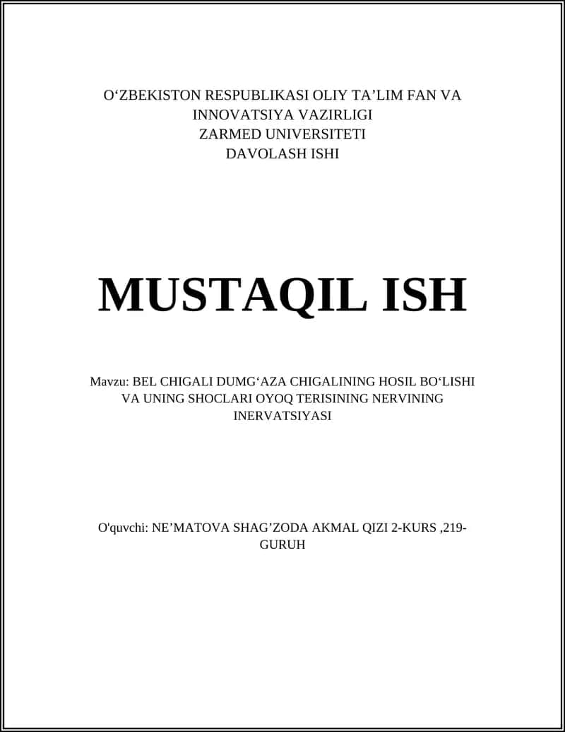 Bel va dumgʻaza chigallarining anatomiyasi 1