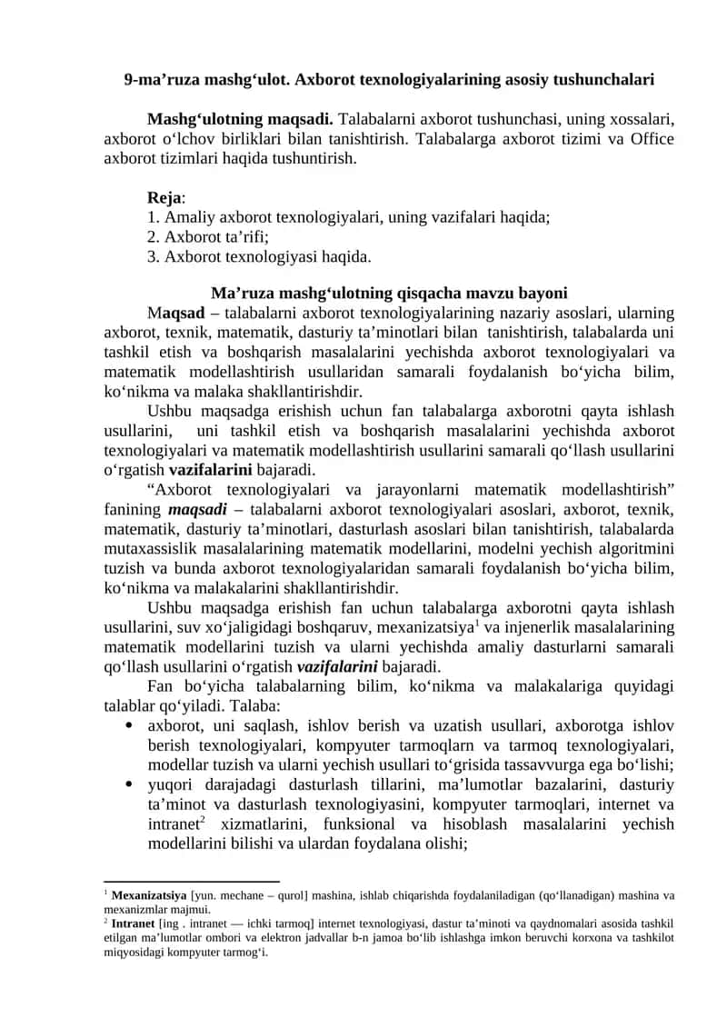 Axborot texnologiyalari 1