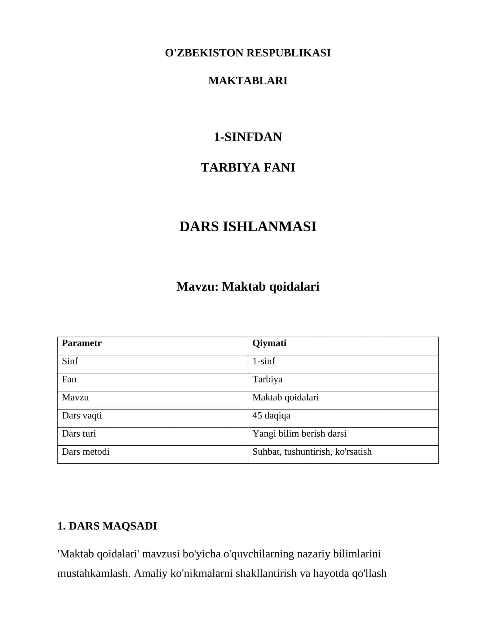 Maktab qoidalari 1